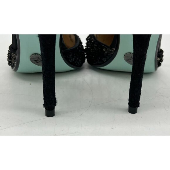 Betsy Johnson Womens Eliza Sequined D-orsay Pumps 6.5M Black T-Strap Pointed Toe - Picture 10 of 15